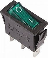 Выключатель клавишный Rexant 250V 15А (3с) ON-OFF зеленый с подсветкой картинка